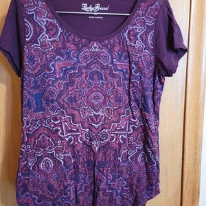 Lucky Brand purple cotton t shirt with design. Size medium